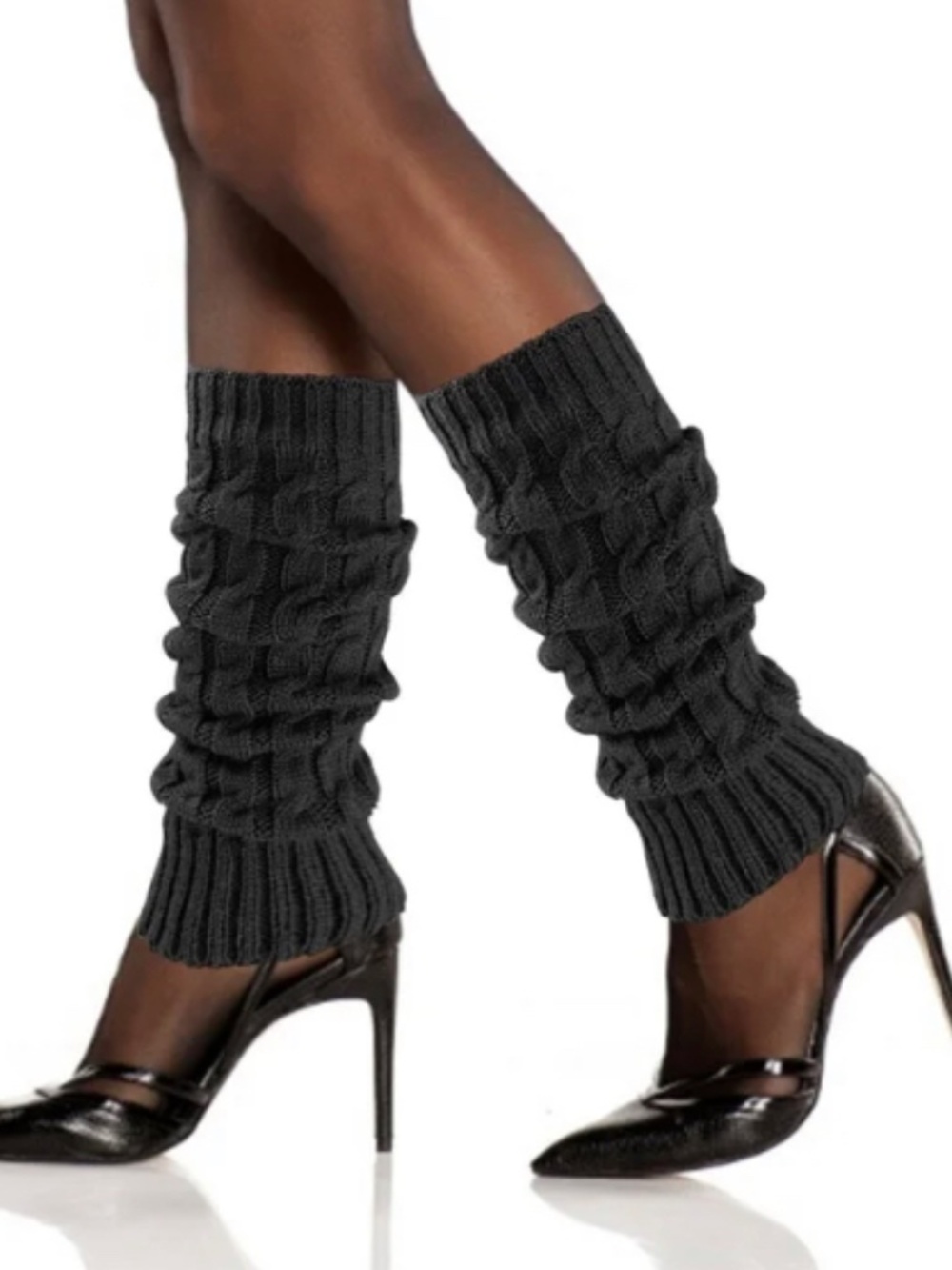 NWOT Black Cable Knit Leg Warmers Cozy Ribbed Winter Boots Socks OSFA Fall Y2K